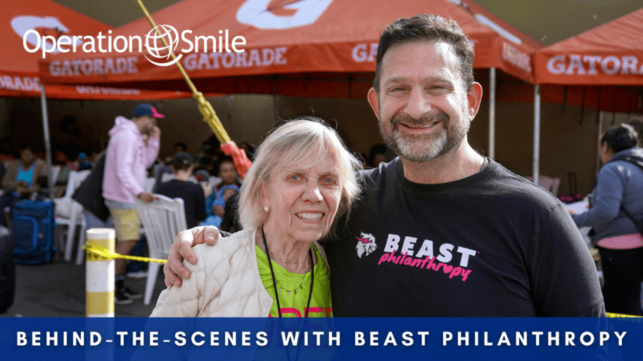 Kathy Magee of Operation Smile and Darren of Beast Philanthropy Smile for the Camera